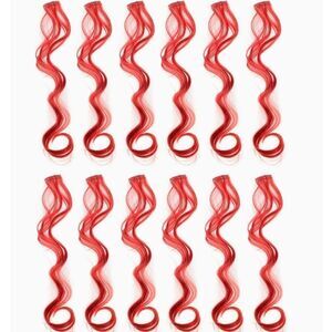 NWT 12 Pcs Curly Wavy One Color Party Highlights Clip On Hair Extensions